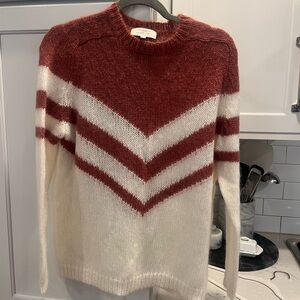 Sezane Red and White Crew Neck Sweater